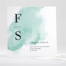 Faire-part mariage Brume pastel personnalisable - Couleur Vert, Bleu et Blanc - 15 x 15 cm - Monfairepart