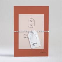 Faire-part mariage En Terracotta - Couleur Rouge/Rose/Orange/Beige/Blanc/Terracotta - 21 x 14,5 cm (une fois assemblé) - Monfairepart