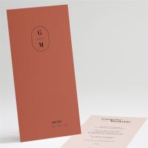 Menu mariage En Terracotta personnalisable - Couleur Rouge/Orange/Terracotta - 10 x 21 cm - Monfairepart