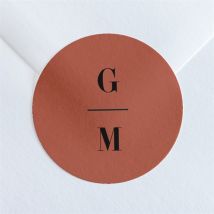 Sticker mariage En Terracotta personnalisable - Couleur Rouge/Orange, Beige et Blanc/Terracotta - 4 cm - Monfairepart