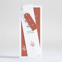 Faire-part mariage Fleurs d'automne personnalisable - Couleur Orange/Terracotta - 21 x 9 cm - Monfairepart