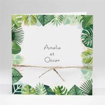 Faire-part mariage Belle Jungle personnalisable - Couleur Vert, Blanc et Gris - 13,5 x 13,5 cm - Monfairepart