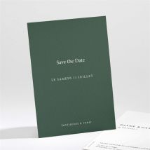 Save the Date mariage Evidemment personnalisable - Couleur Vert et Blanc - 9,5 x 13,8 cm - Monfairepart