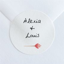 Sticker mariage Folie Printanière personnalisable - Couleur Rouge, Rose et Blanc - 4 cm - Monfairepart
