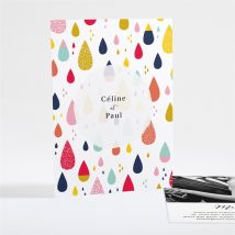 Carte de remerciement mariage Les Illuminations - Couleur Rouge/Rose/Bleu/Jaune/Orange/Violet/Multicolore - 10,5 x 14,5 cm - Monfairepart