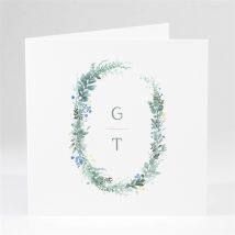 Faire-part mariage Poésie d'Aquarelle initiales personnalisable - Couleur Vert - 15 x 15 cm - Monfairepart