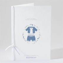 Livret de messe communion Tendre profil personnalisable - Couleur Bleu et Blanc - 15,2 x 21,5 cm - Monfairepart