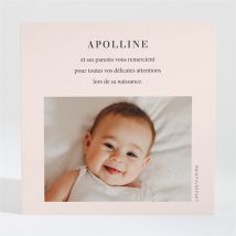 Remerciement naissance Tendre Cadre personnalisable - Couleur Rose, Orange et Blanc - 9,5 x 9,5 cm - Monfairepart