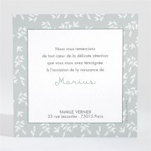 Remerciement naissance Cadre photo simple personnalisable - Couleur Vert, Blanc et Gris - 9,5 x 9,5 cm - Monfairepart