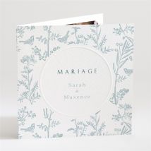 Faire-part mariage Jouy exclusif personnalisable - Couleur Bleu, Blanc et Gris - 13,5 x 13,5 cm - Monfairepart