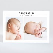 Faire-part de naissance minimaliste personnalisable - Couleur Noir, Blanc et Blanc - 13,8 x 9,5 cm - Monfairepart