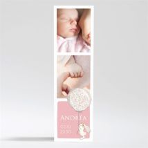 Faire-part naissance Poésie aimantée personnalisable - Couleur Rose et Beige, Blanc et Gris - 5,3 x 19,4 cm - Monfairepart