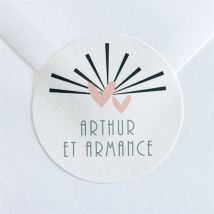 Sticker mariage Petit Pele Mele personnalisable - Couleur Rose, Noir et Blanc et Gris - 4 cm - Monfairepart
