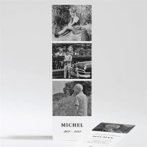 Faire-part décès Son Roman personnalisable - Couleur Noir, Blanc et Blanc - 5,3 x 19,4 cm - Monfairepart