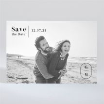 Save the Date mariage Terracotta Magnet personnalisable - Couleur Noir et Blanc - 13,8 x 9,5 cm - Monfairepart
