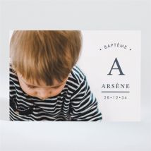 Faire-part de baptême Annonce en or magnet garçon personnalisable - Couleur Bleu, Blanc et Gris - 13,8 x 9,5 cm - Monfairepart