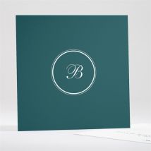Faire-part décès Son Monogramme personnalisable - Couleur Vert/Bleu - 13,5 x 13,5 cm - Monfairepart