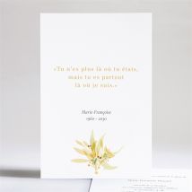 Faire-part décès Fleur Sauvage personnalisable - Couleur Jaune, Orange et Blanc et Gris - 14,5 x 21 cm - Monfairepart
