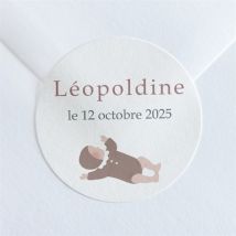 Sticker naissance Grande Soeur personnalisable - Couleur Marron et Blanc - 4 cm - Monfairepart