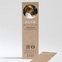 Signet baptême Belle histoire sacrée personnalisable - Couleur Beige et Marron/Kraft - 5,4 x 19,4 cm - Monfairepart