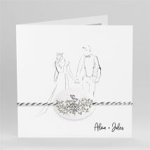 Faire-part mariage Beauté à fleurir personnalisable - Couleur Blanc - 13,5 x 13,5 cm - Monfairepart
