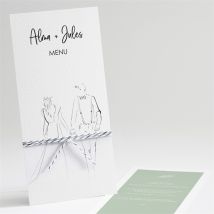 Menu mariage Beauté à fleurir personnalisable - Couleur Vert et Blanc - 10 x 21 cm - Monfairepart