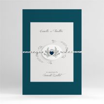 Faire-part mariage Tourbillon sentimental personnalisable - Couleur Bleu et Gris - 21 x 14,5 cm (une fois assemblé) - Monfairepart