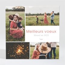 Carte de voeux Avec des photos magnet 2023 - Rouge/Orange/Blanc/Gris - Monfairepart