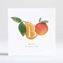 Faire-part naissance Fruité personnalisable - Couleur Jaune, Orange et Blanc et Doré - 13,5 x 13,5 cm - Monfairepart