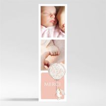 Remerciement baptême Petit Lapin Baptême Magnet personnalisable - Couleur Rose et Blanc - 5,4 x 19,4 cm - Monfairepart