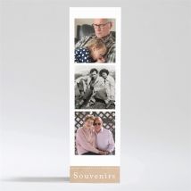 Carte de remerciement décès Souvenirs personnalisable - Couleur Beige, Marron et Blanc/Kraft - 5,4 x 19,4 cm - Monfairepart