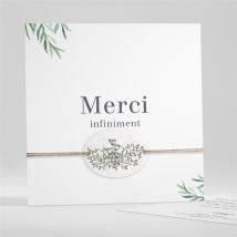 Carte de remerciement décès Memento Ensemencé personnalisable - Couleur Vert et Blanc - 13,5 x 13,5 cm - Monfairepart