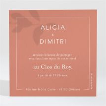 Carton d'invitation mariage Coming Soon personnalisable - Couleur Orange - 9,5 x 9,5 cm - Monfairepart