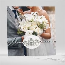 Carte de remerciement mariage So Nature ! personnalisable - Couleur Vert, Noir et Blanc - 9,5 x 9,5 cm - Monfairepart
