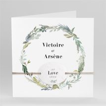 Faire-part mariage Délicatesse d’Aquarelle personnalisable - Couleur Vert - 13,5 x 13,5 cm - Monfairepart