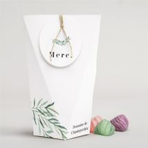 Boîte surprise mariage A la Folie ! personnalisable - Couleur Vert et Blanc - boîte de 4 x 4 cm d'épaisseur et 11 cm de hauteur - Monfairepart
