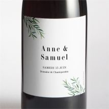 Etiquette de bouteille mariage A la Folie ! personnalisable - Couleur Vert et Blanc - 9,5 x 9,5 cm - Monfairepart