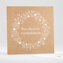 Carte de condoléances décès Gaufrage et Kraft personnalisable - 13,5 x 13,5 cm - Monfairepart
