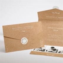 Faire-part mariage Bohème écolo personnalisable - Couleur Marron/Kraft - 11,8 x 17,4 cm - Monfairepart