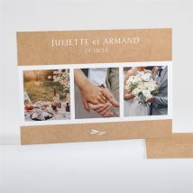 Carte de remerciement mariage Bohème écolo personnalisable - Couleur Marron/Kraft - 14,5 x 10,5 cm - Monfairepart