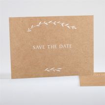 Save the Date mariage Bohème écolo personnalisable - Couleur Marron et Blanc/Kraft - 14,5 x 10,5 cm - Monfairepart