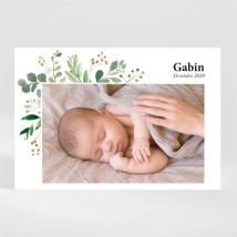 Faire-part naissance Petit Bijou personnalisable - Couleur Vert, Noir et Blanc - 13,8 x 9,5 cm - Monfairepart