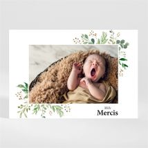Remerciement naissance Petit Bijou personnalisable - Couleur Vert, Bleu et Blanc - 9,5 x 13,8 cm - Monfairepart
