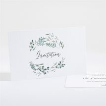 Carton d'invitation mariage Bouquet provençal personnalisable - Couleur Vert/Bleu, Blanc et Gris - 13,5 x 8,5 cm - Monfairepart