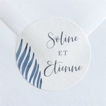 Sticker mariage Evasion personnalisable - Couleur Bleu, Blanc et Gris - 4 cm - Monfairepart