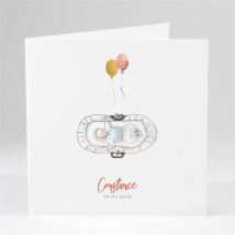 Faire-part naissance Tendre Aquarelle personnalisable - Couleur Jaune et Gris - 13,5 x 13,5 cm - Monfairepart
