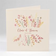 Faire-part mariage Élégance Champêtre personnalisable - Couleur Beige/Multicolore - 13,5 x 13,5 cm - Monfairepart