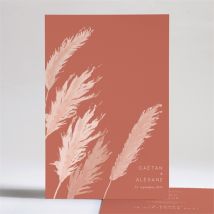 Faire-part mariage Terracotta pampa personnalisable - Couleur Rouge/Rose/Orange, Beige et Blanc/Terracotta - 14,5 x 21 cm - Monfairepart