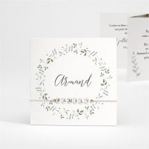 Faire-part naissance Doux Message personnalisable - Couleur Vert/Bleu, Blanc et Gris - 10 x 10 cm - Monfairepart
