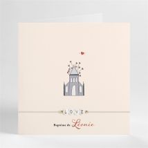 Faire-part de baptême Lovely Vintage personnalisable - Couleur Beige - 13,5 x 13,5 cm - Monfairepart